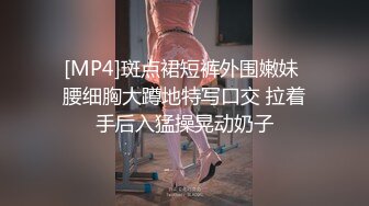 [MP4]斑点裙短裤外围嫩妹 腰细胸大蹲地特写口交 拉着手后入猛操晃动奶子